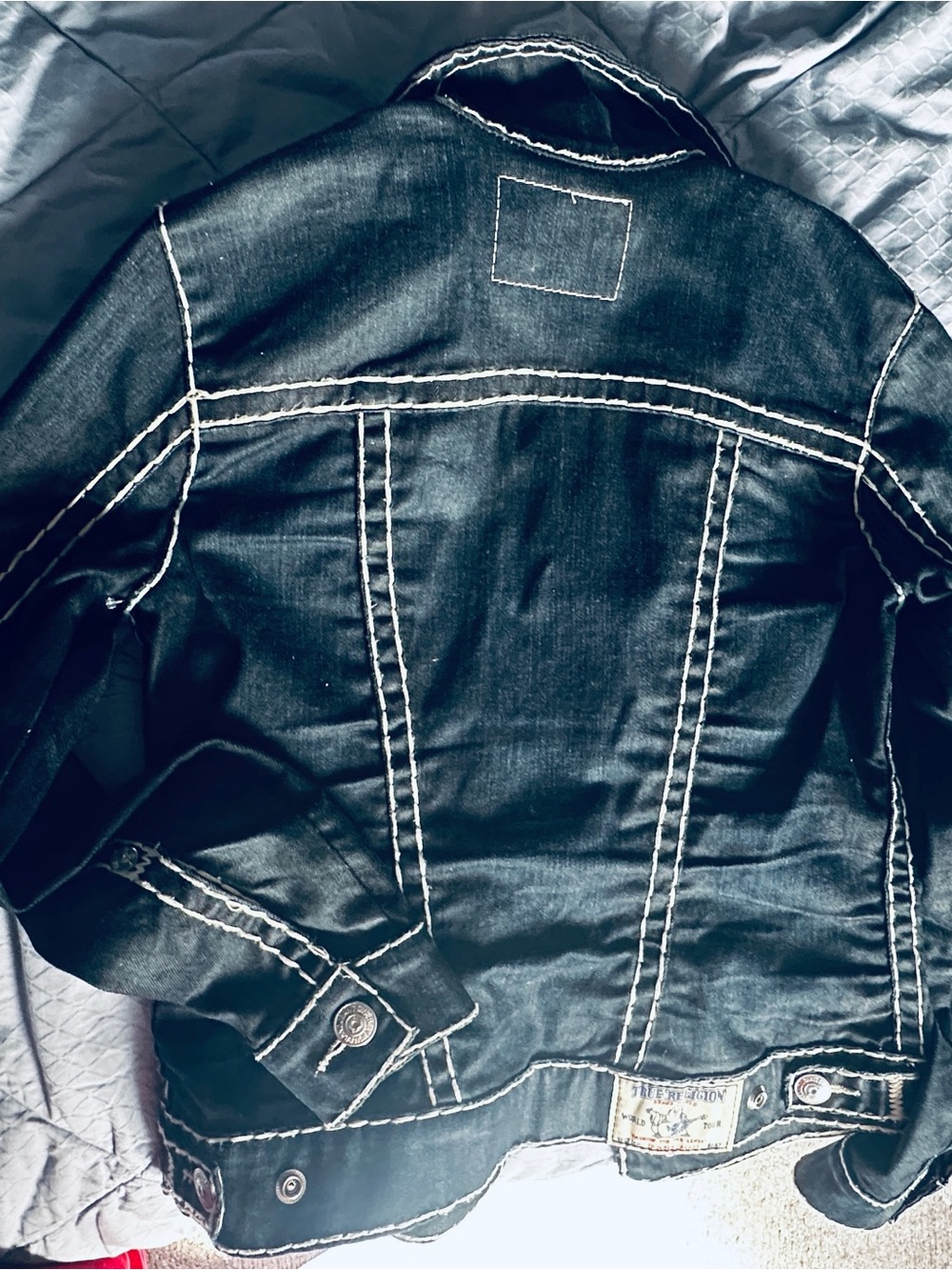 DESIGNER ‘TRUE RELIGION’ Jean Contrast-Stitch Button Front Jacket - Women's - Picture 6 of 16